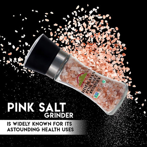 Pink Salt Coarse Grain Medium Glass Grinder - 6.35 oz | HIMALAYAN CHEF